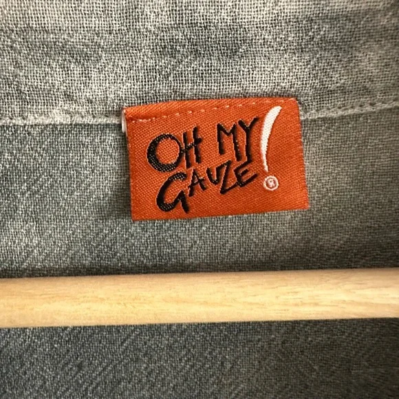 Oh My Gauze Grey Tie Dye Cotton Open Front Cardigan OS Boho Lagenlook Unisex - Picture 8 of 9